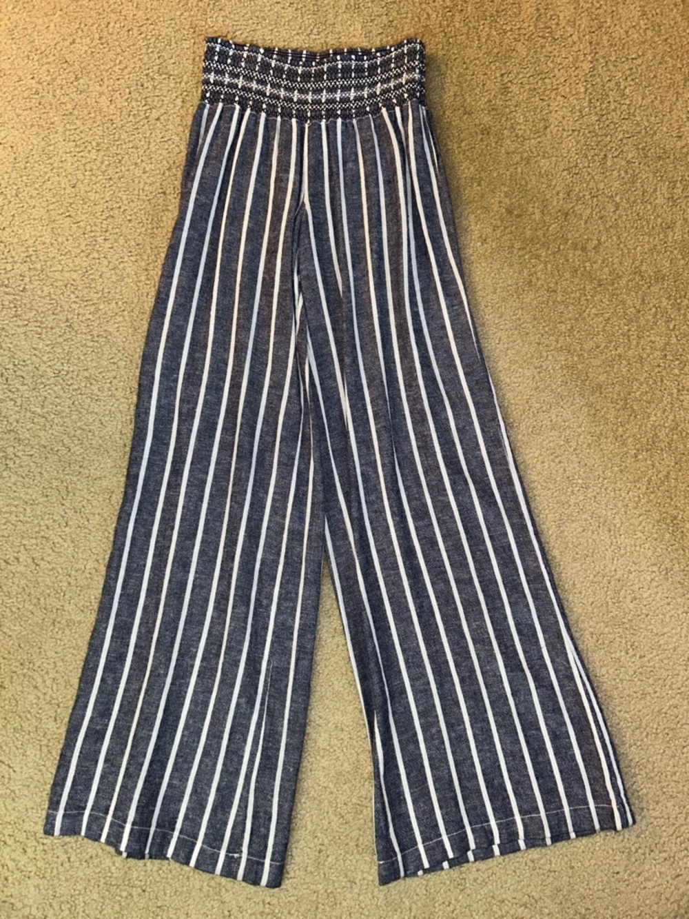 Striped Blue Wide-Leg Pants